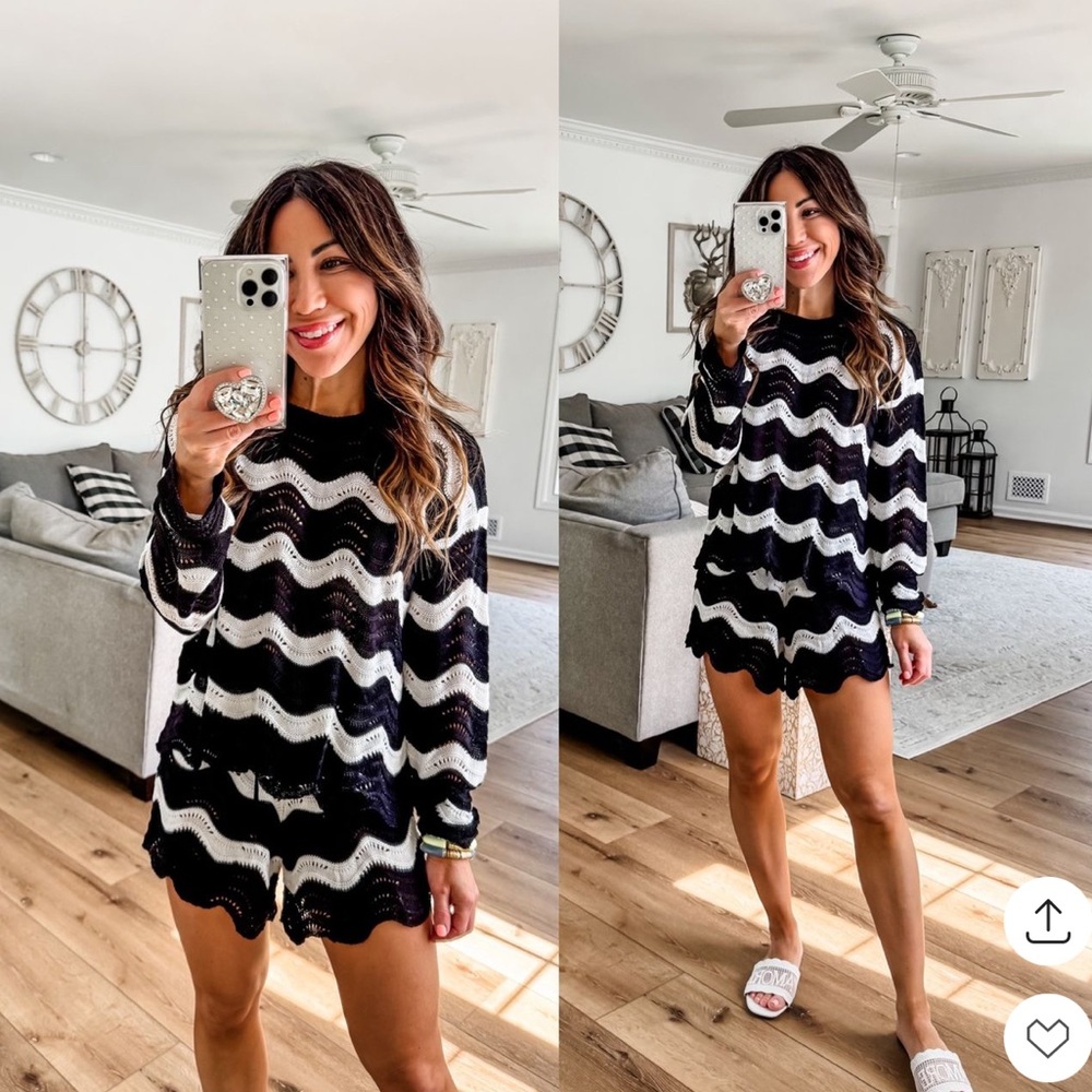 NWT BLACK & WHITE CROCHET SET
